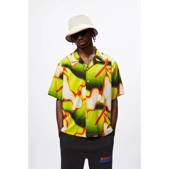 Zara Rhuigi Mens Abstract Shirt Top Button Up XL Streetwear 6085/341 NWOT - Picture 1 of 9